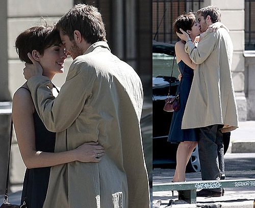 Pictures of Anne Hathaway Kissing Jim Sturgess Filming One Day in Paris