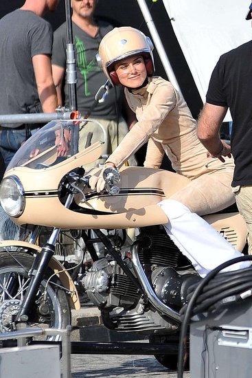 Keira Knightley Films New Chanel Commercial on Motorcycle Over the Weekend Keira Knightley Films New Chanel Commercial on Motorcycle Over the Weekend