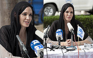 Pictures of Angelina Jolie at a Press Conference in Pakistan Discussing Flooding