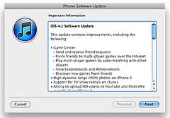 iOS 4.1 Update Available iOS 4.1 Update Available