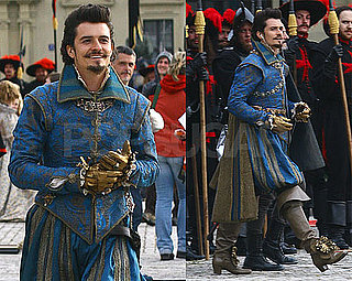 Pictures of Orlando Bloom Getting Musical on the Set of The Three Musketeers