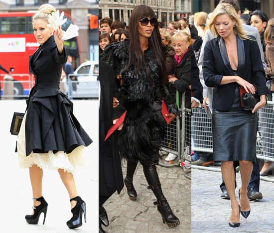 Pictures of Kate Moss, Naomi Campbell, and Sarah Jessica Parker at Alexander McQueen's Memorial service Pictures of Kate Moss, Naomi Campbell, and Sarah Jessica Parker at Alexander McQueen's Memorial service