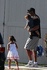 Tiger Woods drops the kids off to school