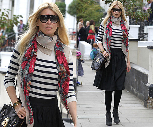 Photos of Claudia Schiffer in Nautical Top with Black Cross Body Bag