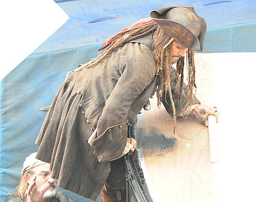 PIctures of Johnny Depp in London Filming Pirates of the Caribbean 4