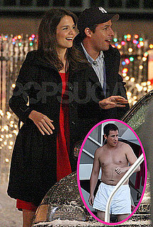 Pictures of Shirtless Adam Sandler and Katie Holmes on the Set of Jack and Jill