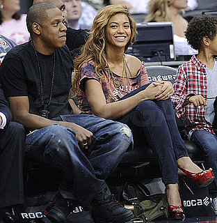 Pictures of Jay-Z and Beyonce at a New Jersey Nets Game