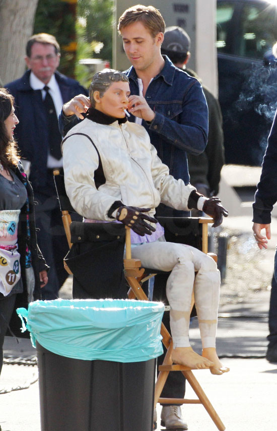 Pictures of Ryan Gosling Goofing Around With His Drive Dummy Pictures of Ryan Gosling Goofing Around With His Drive Dummy