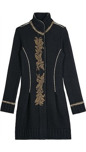 Roberto Cavalli - EMBROIDERED KNIT COAT
