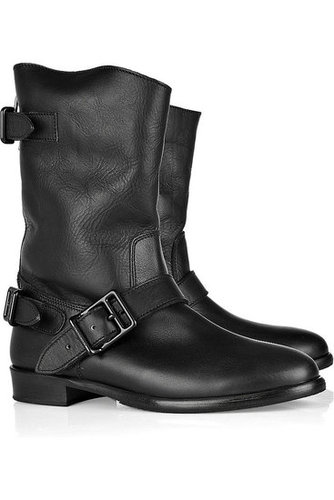 Burberry - Shearling-lined leather biker boots