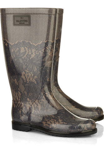 Valentino - Lace-effect Wellington boots