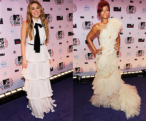 Photos of Miley Cyrus and Rihanna at the 2010 MTV Europe Music Awards