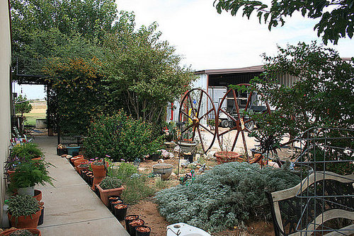 Garden wall of wheels