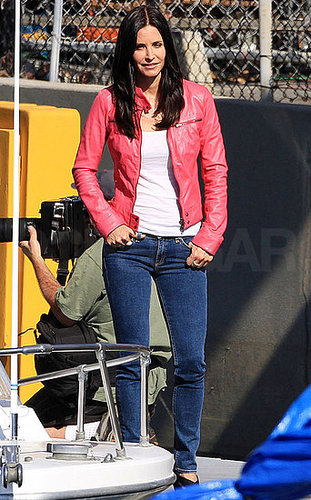 Pictures of Courteney Cox Cracking Up on the Cougar Town Set in LA