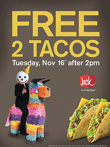 2 Free Jack in the Box Tacos Today, Nov. 16, 2010