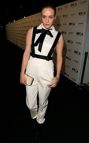 Chloë Sevigny showed off her eclectic style sense in a white and black Chanel jumpsuit.
Chloë Sevigny showed off her eclectic style sense in a white and black Chanel jumpsuit.
