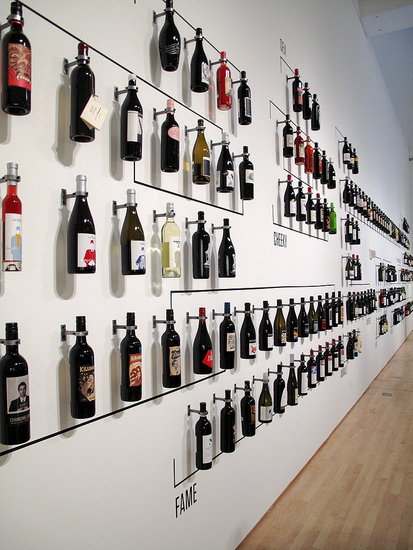 Wall of wine bottles