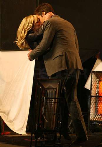 Pictures of Reese Witherspoon Kissing Chris Pine on This Means War Set in Vancouver, Christian Bale Comments on Tom Hardy