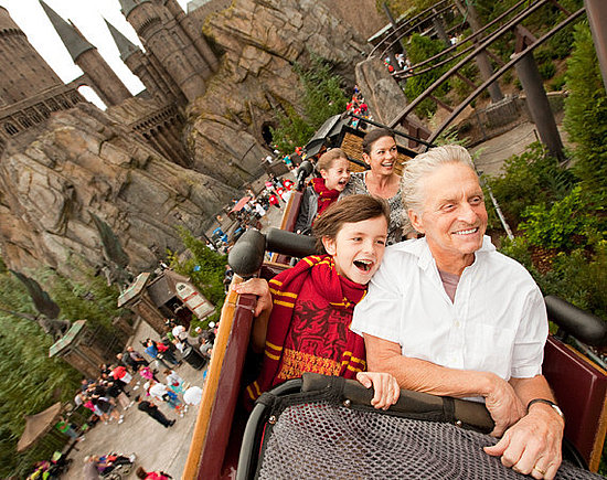 Michael Douglas,Catherine Zeta Jones and their kids flew over The Wizarding World of Harry Potter at Universal Orlando Resort 