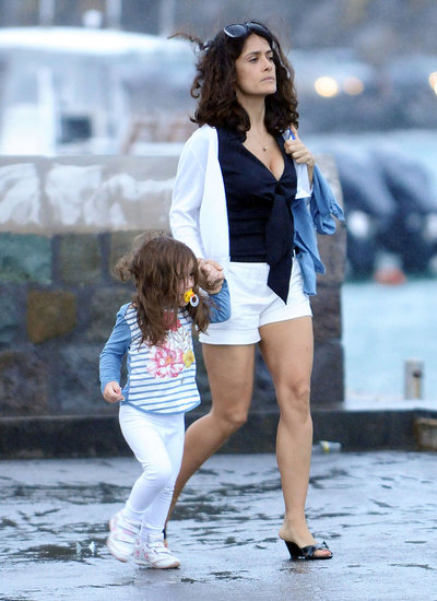 Salma Hayek Covers Up Her Bikini For a Boat Ride Salma Hayek Covers Up Her Bikini For a Boat Ride