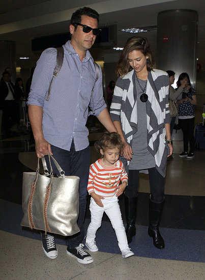 Pictures of Jessica Alba and Cash Warren With Honor at LAX