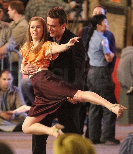 Pictures of Jason Segel and Amy Adams on the Muppets Set in LA
