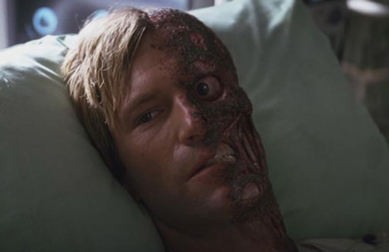 Aaron Eckhart as TwoFace Unlike Jones's earlier more comical take on 