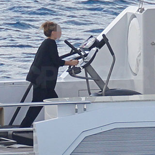 Guess Who's Walking on a Treadmill on Board a Yacht?