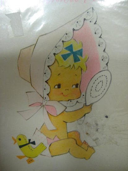 Baby With Bonnet and Mirror Baby With Bonnet and Mirror