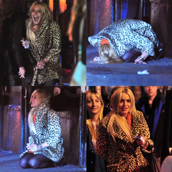 Pictures of Lindsay Lohan Smoking and Hanging Out With Friends in NYC