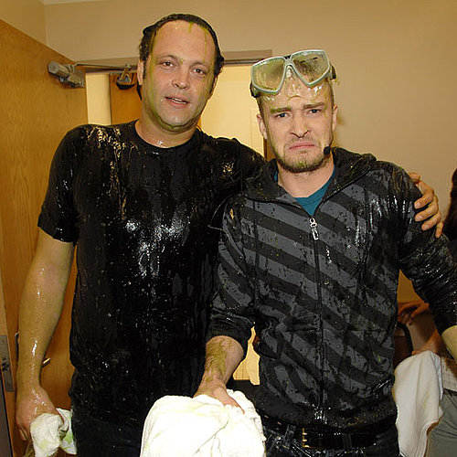 Vince Vaughn gave a sad faced Justin Timberlake an encouraging hug after getting slimed in 2007.
Vince Vaughn gave a sad faced Justin Timberlake an encouraging hug after getting slimed in 2007.