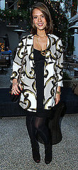 Jessica Alba Wears Swirly White Jacket