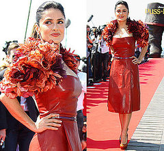 Pictures of Salma Hayek in Red Leather Gucci Dress at Cannes Film Festival Pictures of Salma Hayek in Red Leather Gucci Dress at Cannes Film Festival