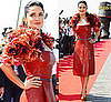Pictures of Salma Hayek in Red Leather Gucci Dress at Cannes Film Festival