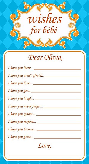 We made this for our guests to write to Olivia