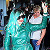 Pictures of Lady Gaga With Green Hair at Tokyo Airport