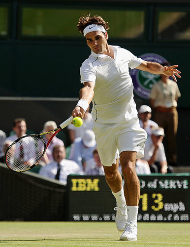 Roger Federer sported his signature Nike head band at the 2011 Wimbledon Tennis Championship.
Roger Federer sported his signature Nike head band at the 2011 Wimbledon Tennis Championship.
