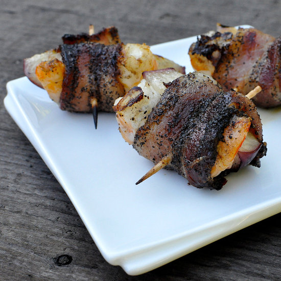 Shrimp and Nectarine Wrapped in Bacon