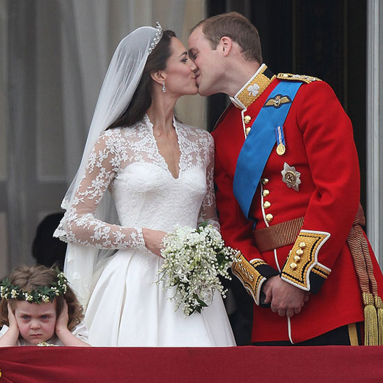 Kate Middleton and Prince William took to the balcony of Buckingham Palace for their first public kiss following their grand Westminster Abbey ceremony in April 2011.
Kate Middleton and Prince William took to the balcony of Buckingham Palace for their first public kiss following their grand Westminster Abbey ceremony in April 2011.
