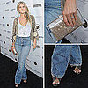 Ali Larter Wearing a Gold Jacket and Jeans