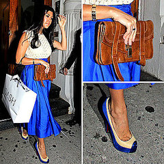 Kourtney Kardashian Wearing a Bright Blue Skirt Kourtney Kardashian Wearing a Bright Blue Skirt