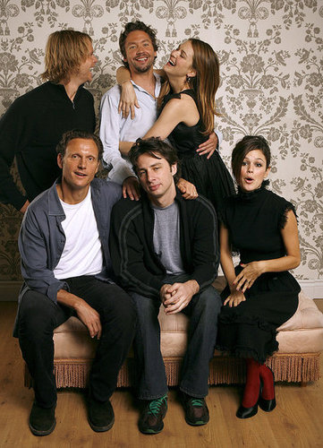 The Last Kiss stars Eric Christian Olsen, Michael Weston, Jacinda Barrett, Tony Goldwyn, Zach Braff, and Rachel Bilson joked around during their official portrait studio session in 2006.
The Last Kiss stars Eric Christian Olsen, Michael Weston, Jacinda Barrett, Tony Goldwyn, Zach Braff, and Rachel Bilson joked around during their official portrait studio session in 2006.
