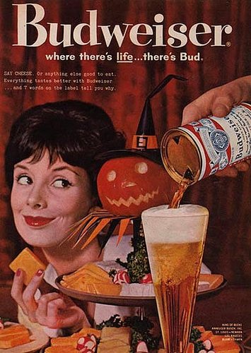 "SAY CHEESE. Or anything else good to eat. Everything tastes better with Budweiser," reads this ad. Next time, ditch the wine and have a beer and cheese party.
"SAY CHEESE. Or anything else good to eat. Everything tastes better with Budweiser," reads this ad. Next time, ditch the wine and have a beer and cheese party.