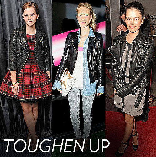 Pictures of Celebrities Wearing Leather Biker Jackets, Including Blake Lively, Rachel Bilson, Beyonce and Emma Watson