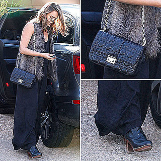 Jessica Alba Wearing a Fur Vest November 1, 2011