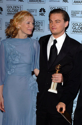 Leonardo DiCaprio posed with costar Cate Blanchett after winning the best actor award at the 2005 Golden Globes.
Leonardo DiCaprio posed with costar Cate Blanchett after winning the best actor award at the 2005 Golden Globes.