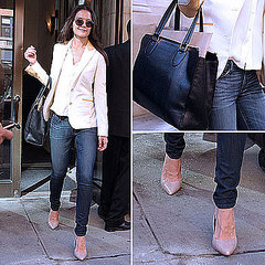 Katie Holmes Wearing a White Blazer in NYC Katie Holmes Wearing a White Blazer in NYC