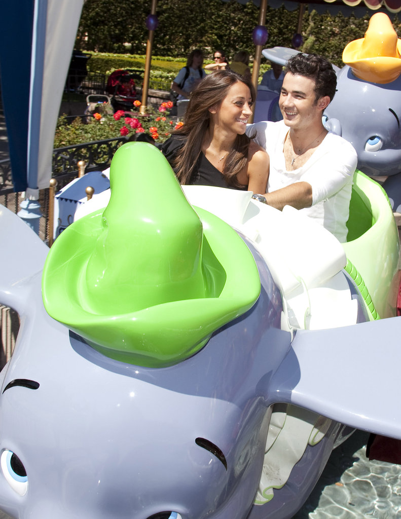 Kevin and Danielle Jonas shared a seat on the Dumbo ride in April 2011.
Kevin and Danielle Jonas shared a seat on the Dumbo ride in April 2011.
