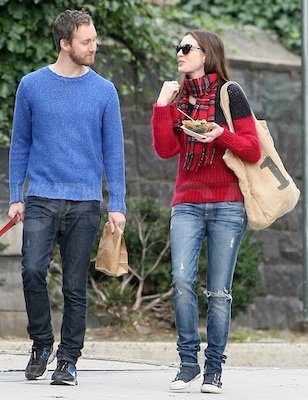 Anne Hathaway in Isabel Marant Sweater and Ash Sneakers