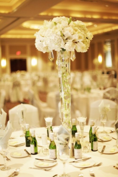 tall white rose wedding centerpieces